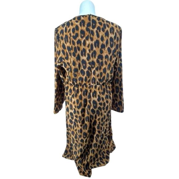 SHEIN Curve Leopard Print Midi Dress 3XL Elastic Waist Long Sleeve ~48” - Picture 9 of 16